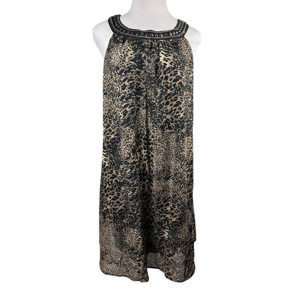 Speed Control NY Animal Print Beaded Sequin Neck Sleeveless Dress Plus Size 1X - Picture 3 of 13